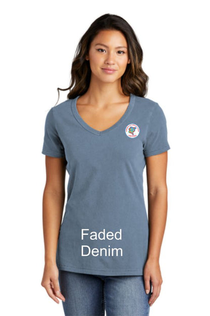 AGLCA Ladies Beach Wash® Garment-Dyed V-Neck Tee